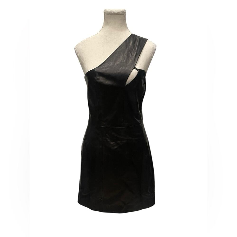 mason Faux Leather One Shoulder dress Size:8 NWT